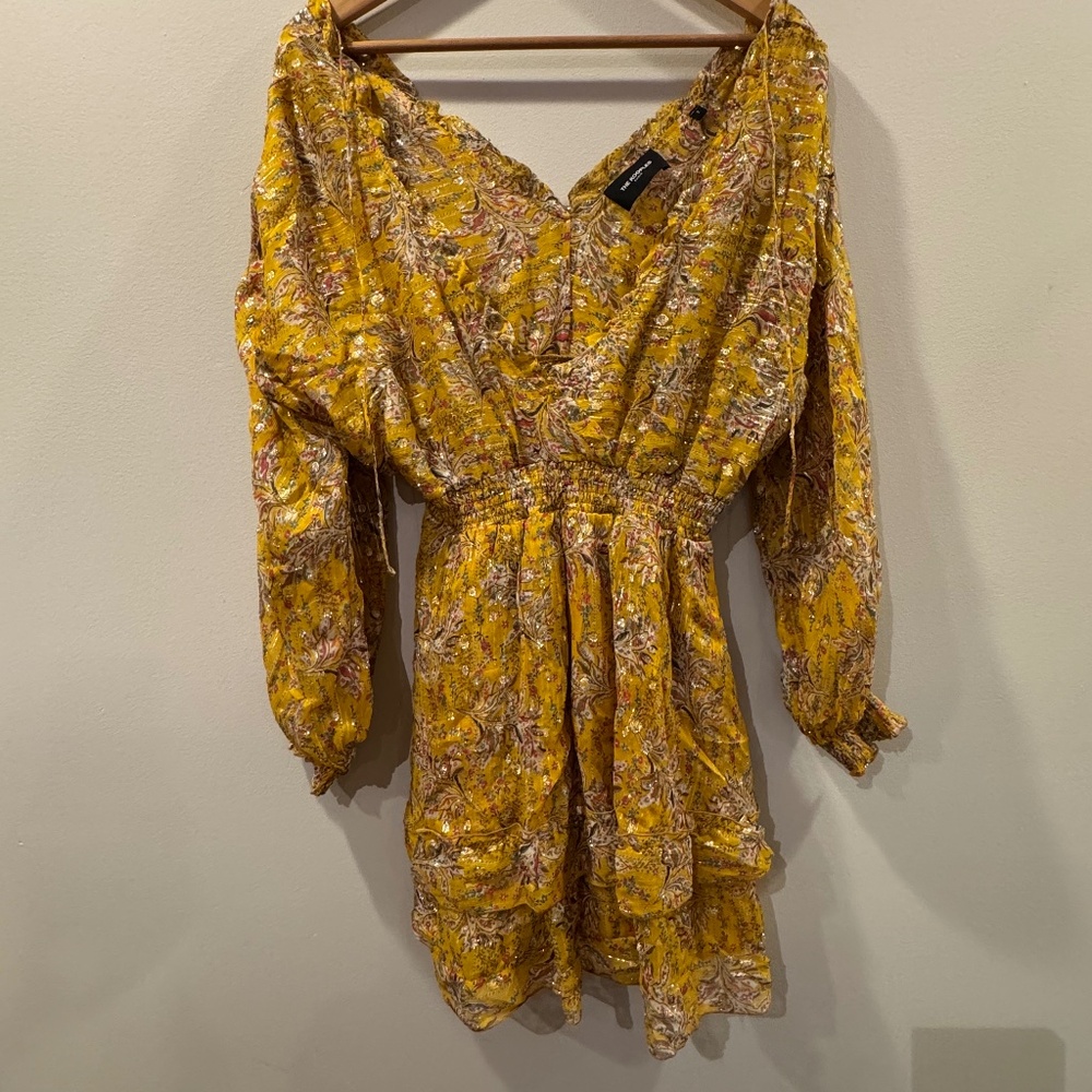 The Kooples Floral Yellow Ruffle Mini Dress – Size 2 (US Small)